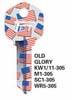 KW1-305 GROOVY KW1-OLD GLORY KEY BLANK 