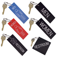 rest room and bathroom key chains and tags