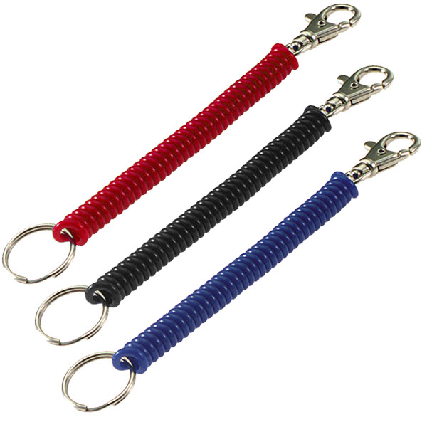 Plastic Coil Keychain with Mini Metal Snap Clip 12/Pack By Color