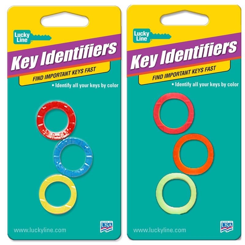 Lucky Line Large Key Identifier Rings USA MADE 3 to a Card Assorted Colors