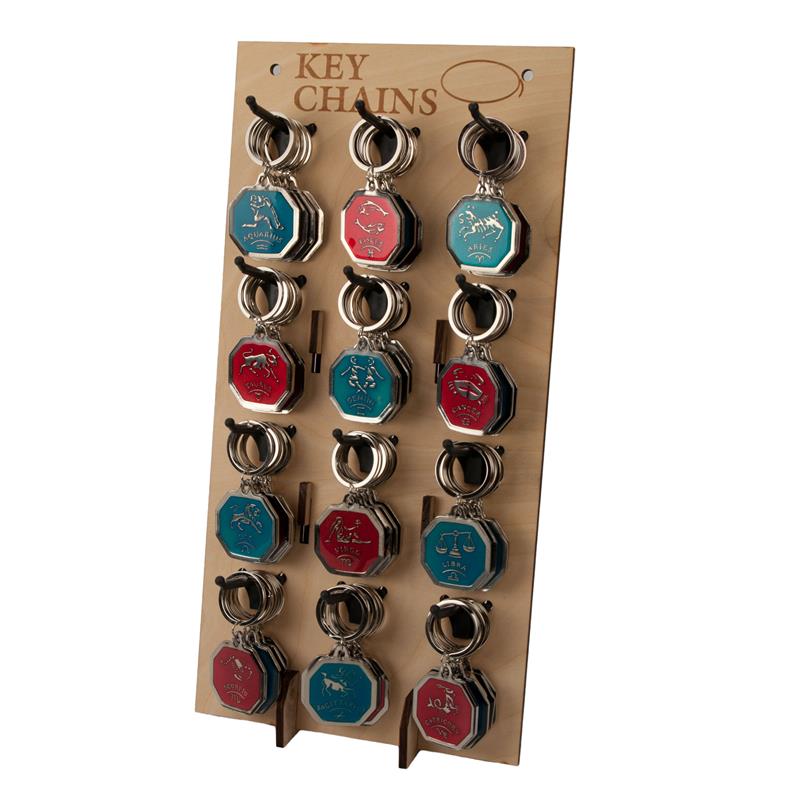 Chrome Hex Zodiac Key Chains Rack
