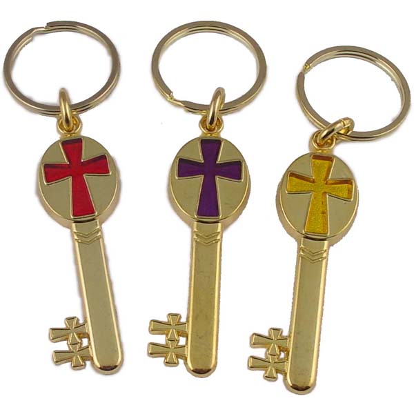 Key with Cross Stained Glass Keychain