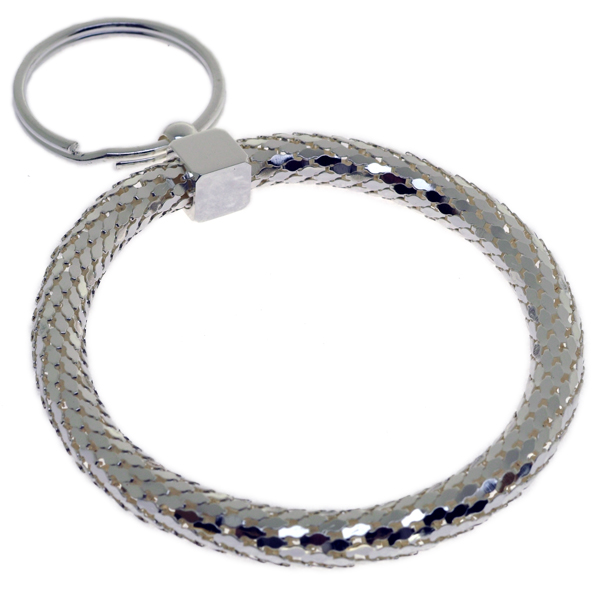 Mesh Circle Silver Deluxe Key Chain