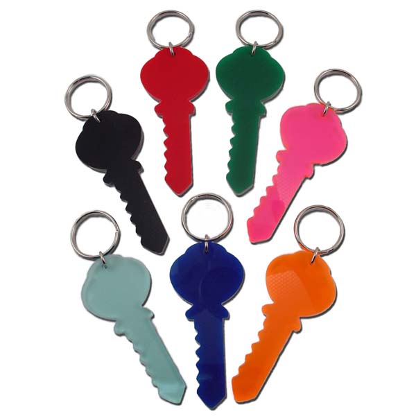 Big Plastic Key Keychain 12/Card Assorted Colors