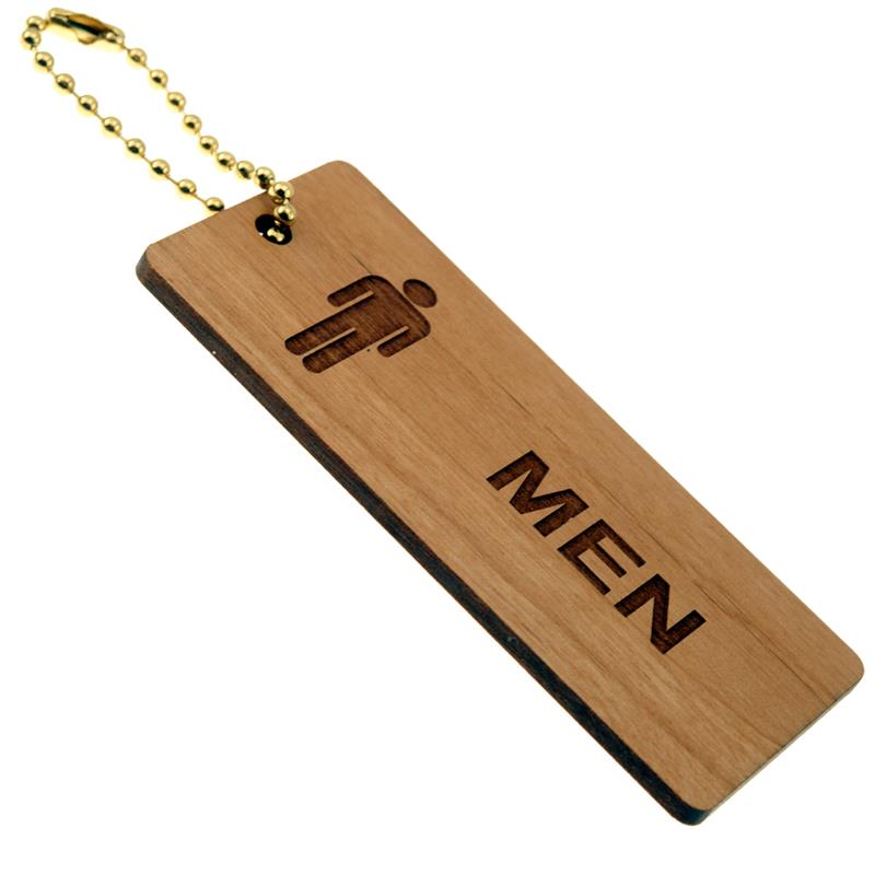 Solid Wood Rectangle Restroom Key Tags