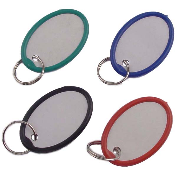 Oval Paper Key Tag With Plastic Rim 1 1/4 Inch