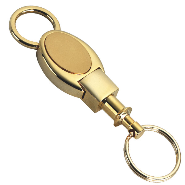 Oval Deluxe Detachable Two Part Keychain Brass