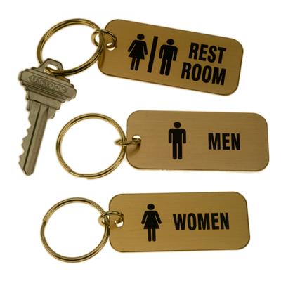 Engraved Restroom Tags - Lacquered Brass Rectangle Engraved Restroom Tags - Lacquered Brass Rectangle