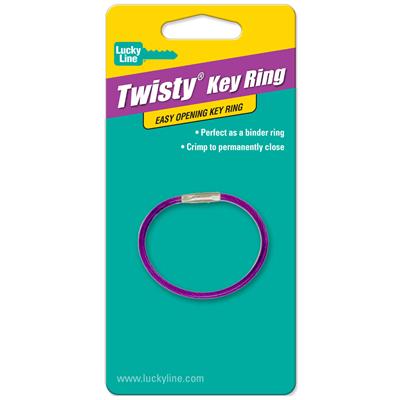 Lucky Line Twisty - Twist Lock Flexible Coated Cable Key Ring 1/Card Assorted Colors Lucky Line Twisty - Twist Lock Flexible Coated Cable Key Ring 1/Card Assorted Colors