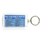 Funny Saying Key Chain That Reads: How To Get Along at Work (List)