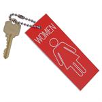 Engraved Womens Restroom Key Tag Small Silhouette Rectangle