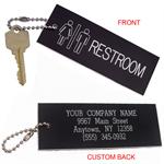 Restroom Silhouette Key Tag - Standard Rectangle - With Custom Back