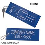 Mens Restroom Silhouette Key Tag - Jumbo Rectangle - With Custom Back