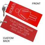 Womens Restroom Silhouette Key Tag - Jumbo Rectangle - With Custom Back