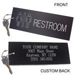 Restroom Silhouette Key Tag - Jumbo Rectangle - With Custom Back